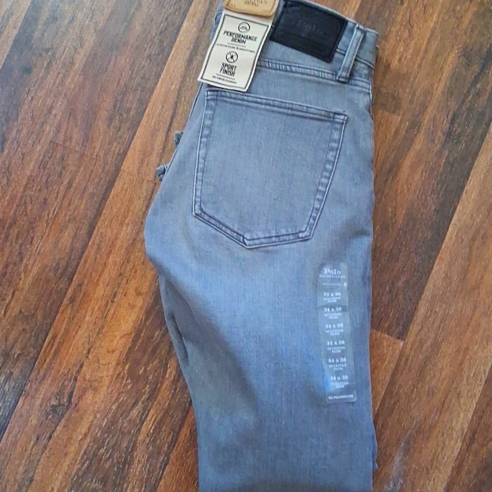 POLO RALPH LAUREN SULLIVAN SLIM STRETCH GREY DENIM JEANS NEW. 34